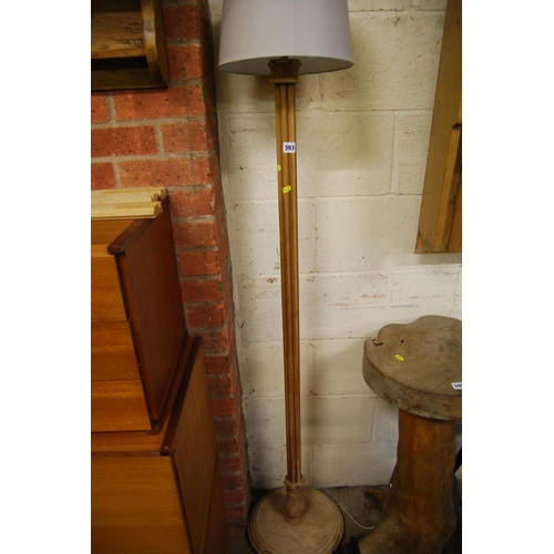 593 - REEDED PINE STANDARD LAMP