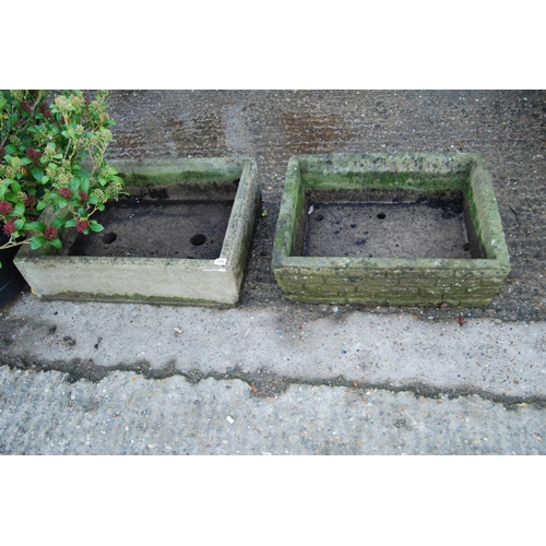 735 - PAIR OF RECTANGULAR STONEWARE TROUGHS