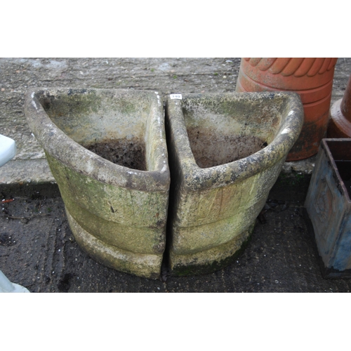 740 - PAIR OF CORNER STONEWARE PLANTERS