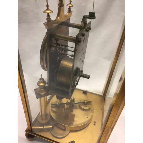 123 - 400 DAY ANNIVERSARY TORSION CLOCK IN BRASS CASE WITH BEVELLED GLASS PANELS IN THE STYLE OF GUSTAV BE... 