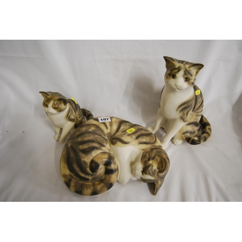 107 - 3 MOORSIDE POTTERY CATS 