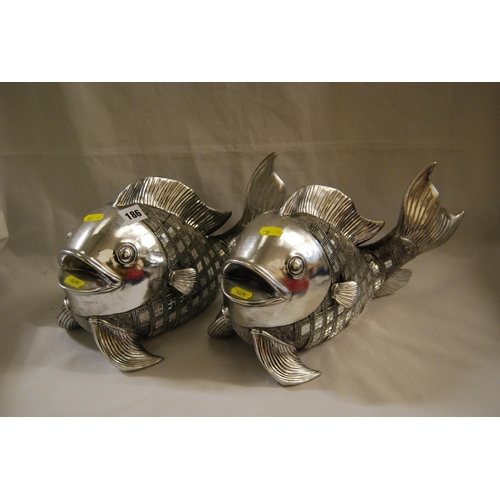 186 - PAIR OF SILVERED FISH TABLE DECORATIONS