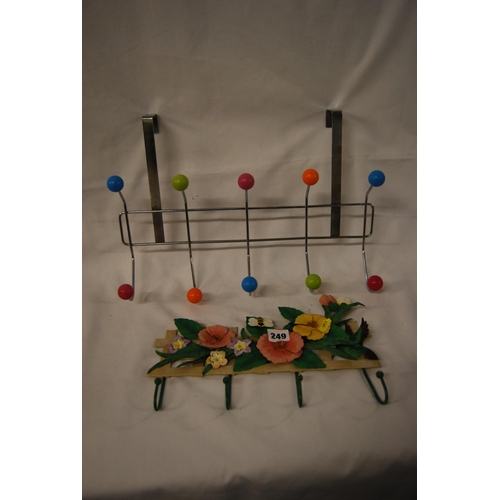 249 - RETRO SPUTNIK COAT RACK & FLORAL TIN PLATE COAT RACK