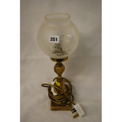 251 - RETRO BRASS & ALABASTA TABLE LAMP