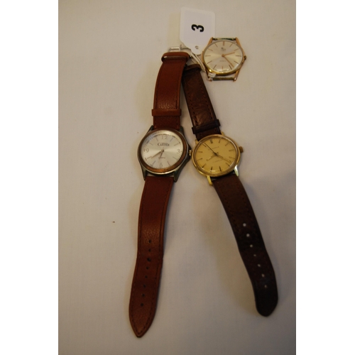 3 - CARAVELLE 17 JEWEL GENT'S WRISTWATCH, AMELIA CARTER QUARTZ GENT'S WRISTWATCH & ALPHA 17 JEWELS INCAB... 