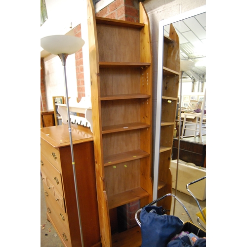 592 - NARROW PINE FULL HEIGHT BOOKCASE