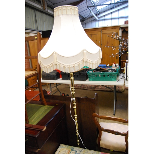 595 - MODERN BRASS STANDARD LAMP & SHADE