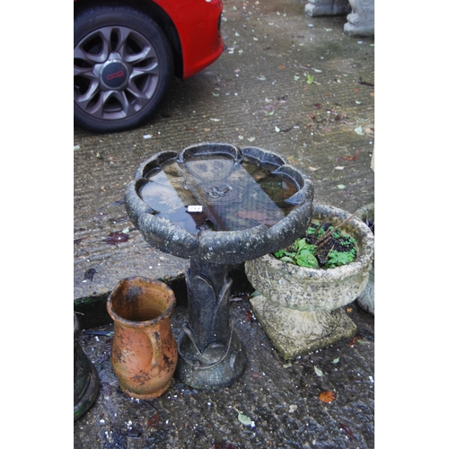 713 - FLOWER BIRD BATH AND TERRACOTTA JUG