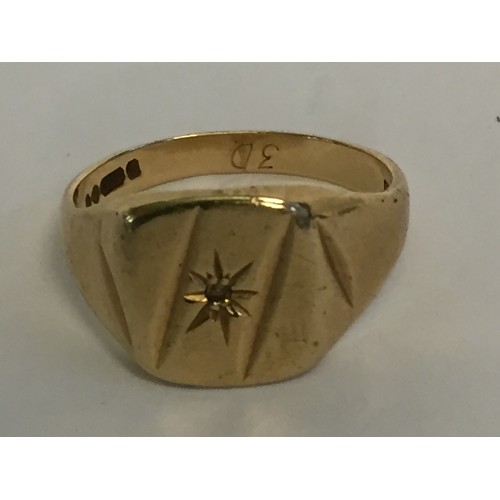 48 - 9CT GOLD SIGNET RING SET DIAMOND (6.2g) SIZE U P2300306402