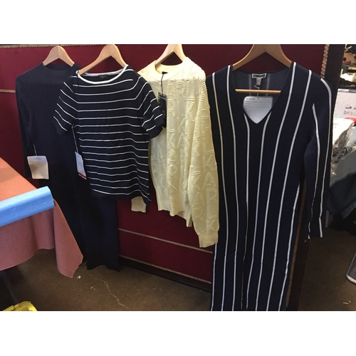 60 - CHELSEA 28 STRIPED DRESS SIZE SMALL, KARL LAGERFELD JUMPER MEDIUM, ANN TAYLOR TOP PETITE AND ANN TAY... 