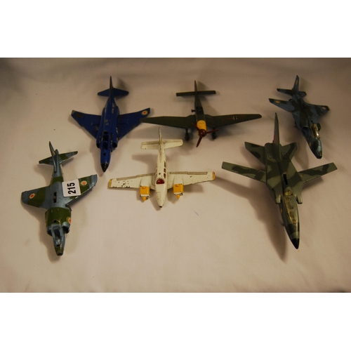 215 - DINKY JUNKERS AEROPLANE, DINKY BEACHCRAFT, DINKY PHANTOM II, DINKY SEPECAT JAGUAR, DINKY MRCA & MODE... 