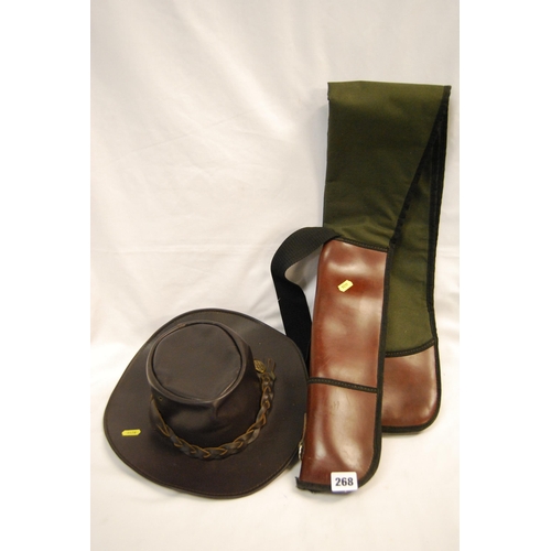 268 - AUTRALIAN BUSH LEATHER HAT & GUN CASE