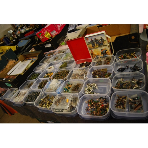 307 - 34 SETS OF WAR GAMES FIGURES, BUILDINGS, SCENERY, MAGAZINES, ETC