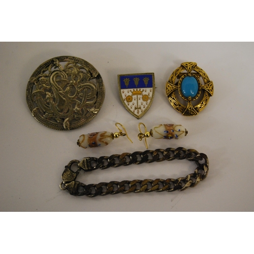 404 - 2 CELTIC BROOCHES, ETC