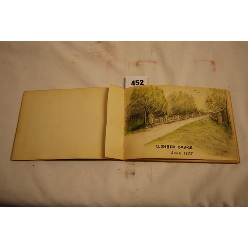 452 - ARTIST SKETCH BOOK OF WATERCOLOURS OF CLUMBER PARK