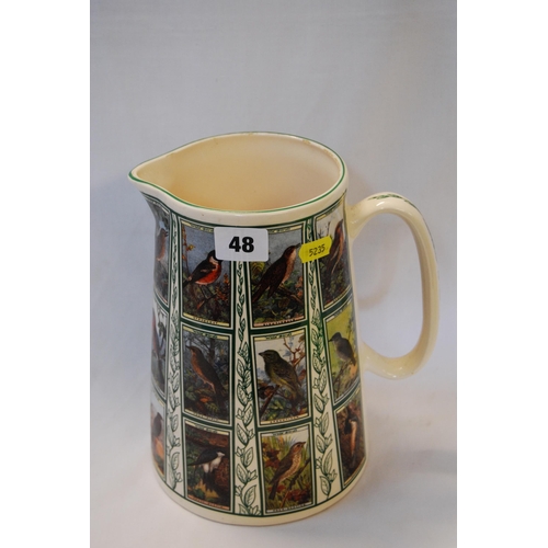 48 - CHINA WATER JUG WITH CIGARETTE CARD DECORATION WILD BIRDS