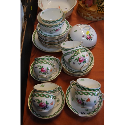 63 - CROWN STAFFORDSHIRE HAND PAINTED TEA SERVICE DECORATED FLOWERS & GARLANDS, MADE FOR T. GOODE & CO, L... 