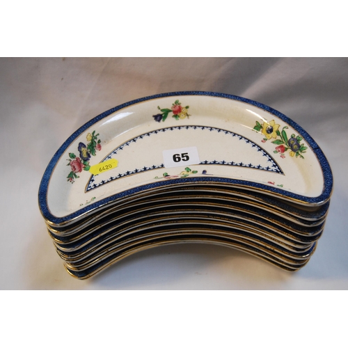 65 - 11 BOOTH'S SILICON CHINA DEMI-LUNE SIDE PLATES MADE FOR T. GOODE & CO, LONDON