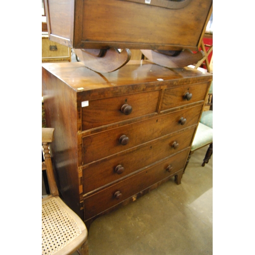 667 - 19TH CENTURY MAHOGANY CHEST OF 5 DRAWERS, ON SPLAY BRACKET FEET 104CM WIDTH X 38CM DEPTH X 106CM HIG... 