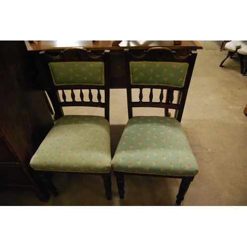 668 - PAIR OF EDWARDIAN CARVED MAHOGANY DINING CHAIRS