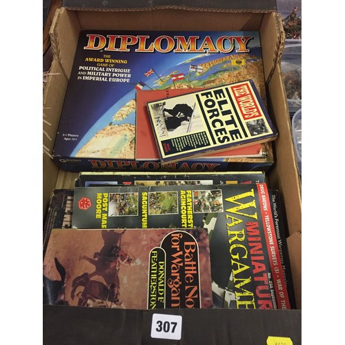 307 - 34 SETS OF WAR GAMES FIGURES, BUILDINGS, SCENERY, MAGAZINES, ETC