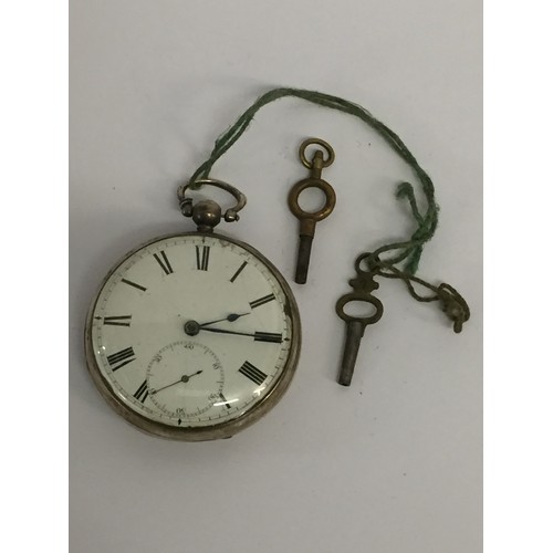 379 - SILVER OPEN FACED POCKET WATCH