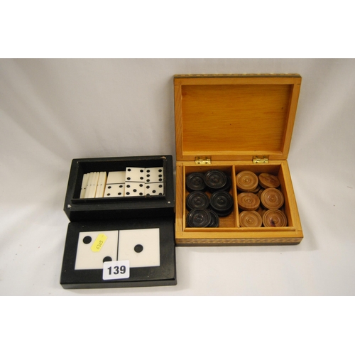 139 - DOMINO BOX & DRAUGHTS BOX