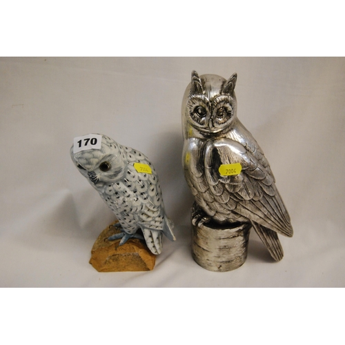 170 - 2 MODERN OWL FIGURES