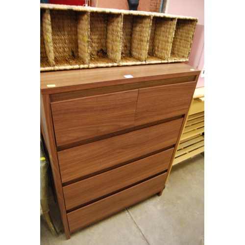 435 - MODERN MAHOGANY CHEST OF 5 DRAWERS