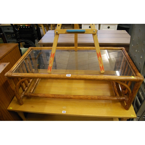 455 - RECTANGULAR BAMBOO GLASS TOP COFFEE TABLE