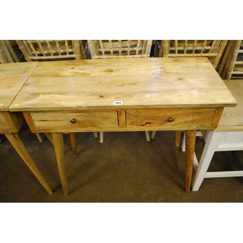 484 - MODERN WALNUT DRESSING/SIDE TABLE FITTED 2 DRAWERS ON TAPER LEGS