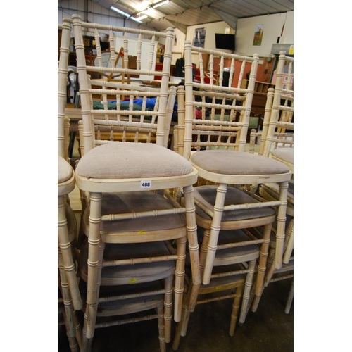 488 - SET OF 8 PAINTED SIMULATED BAMBOO DINING CHAIRS