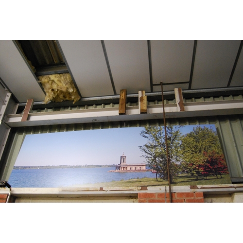 515 - LARGE PANORAMIC PHOTOGRAPH OF RUTLAND WATER WITH NORMANTON CHURCH