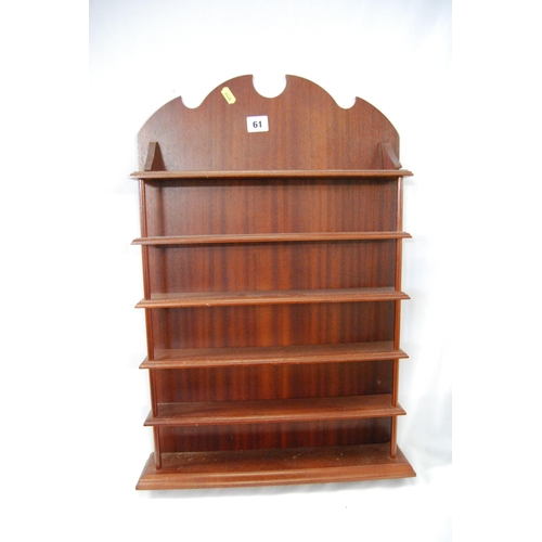 61 - WOODEN COLLECTOR'S WALL DISPLAY BRACKET FITTED 6 SHELVES