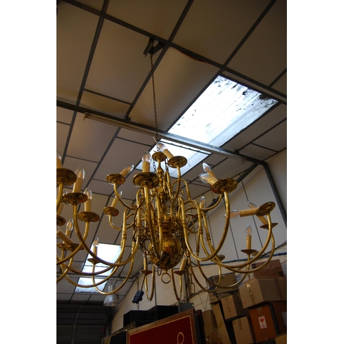 LARGE 18 BRANCH BRASS CHANDELIER