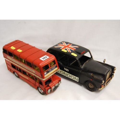 382 - MODEL OF LONDON BUS & BLACK TAXI