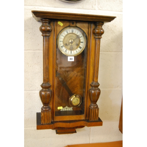 44 - EDWARDIAN VIENNA WALL CLOCK IN WALNUT CASE