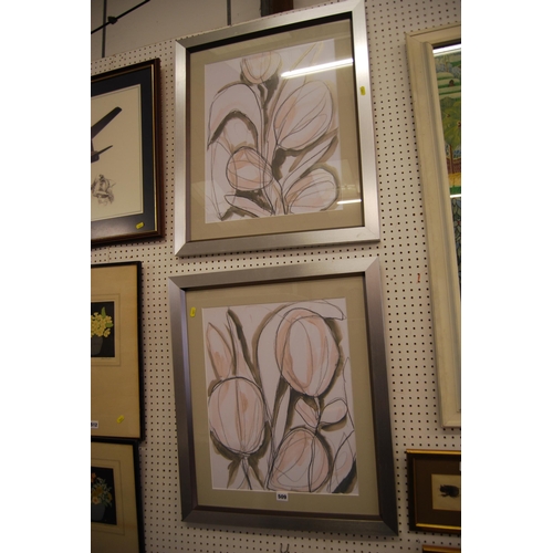 509 - PAIR OF BOTANICAL PRINTS IN SILVERED FRAMES