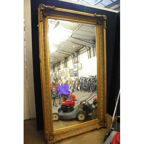 742 - LARGE BEVELLED GLASS PIER MIRROR IN ORNATE ACANTHUS & GILT FRAME (118CM WIDTH X 38CM 209CM HEIGHT)