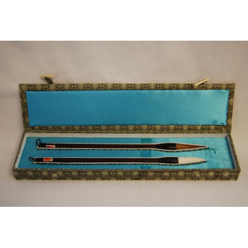 151 - PAIR OF CHINESE CALIGRAPHY BRUSHES IN CASE