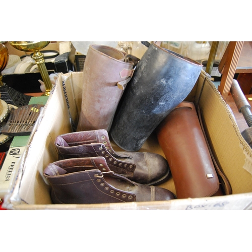 163 - QUANTITY OF VINTAGE LEATHER GAITERS AND PAIR OF BOOTS