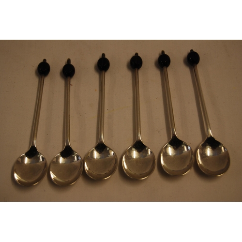 315 - SET OF SIX SILVER PLATED BEAN TOP COFFEE SPOONS