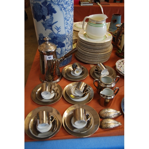 61 - FRENCH SILVER LUSTRE PORCELAIN COFFEE SERVICE (22 PIECES)