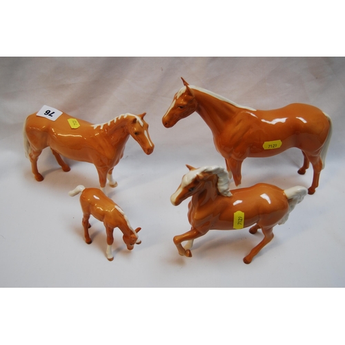 76 - 4 BESWICK BONE CHINA PALOMINO HORSES