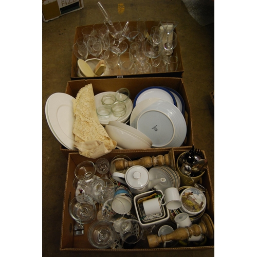 195 - 3 BOXES CHINA & GLASSWARE