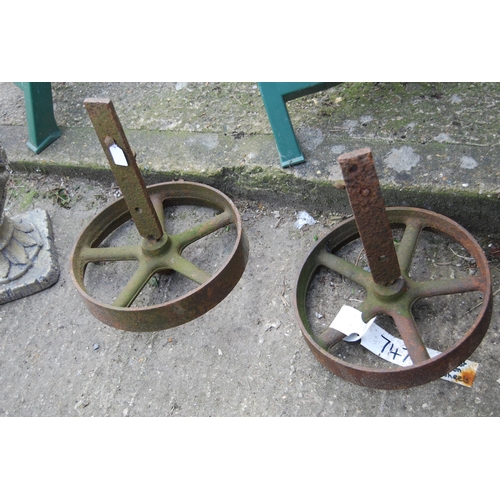 660 - PAIR OF CAST IRON WHEELS