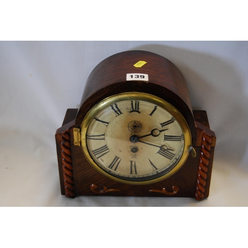 139 - VINTAGE OAK CLOCK CASE (NO WORKS)