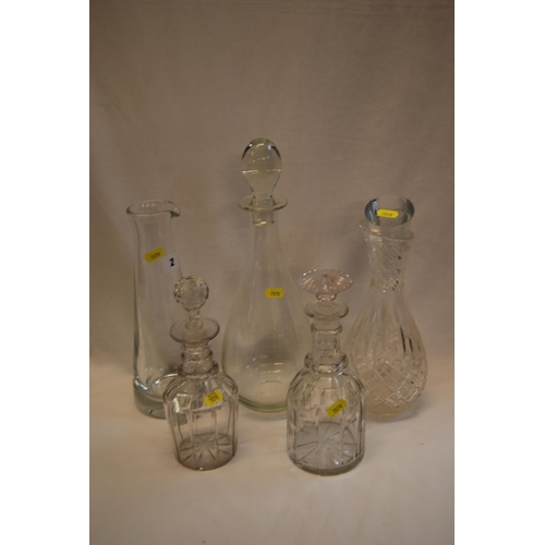 2 - 4 GLASS DECANTERS & WATER JUG