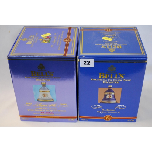 22 - TWO 70CL BELL'S EXTRA SPECIAL WHISKY DECANTERS 