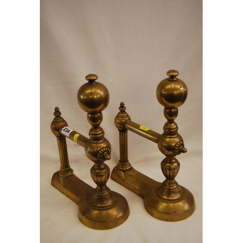 234 - PAIR OF 19TH CENTURY BRASS FIRE DOGS